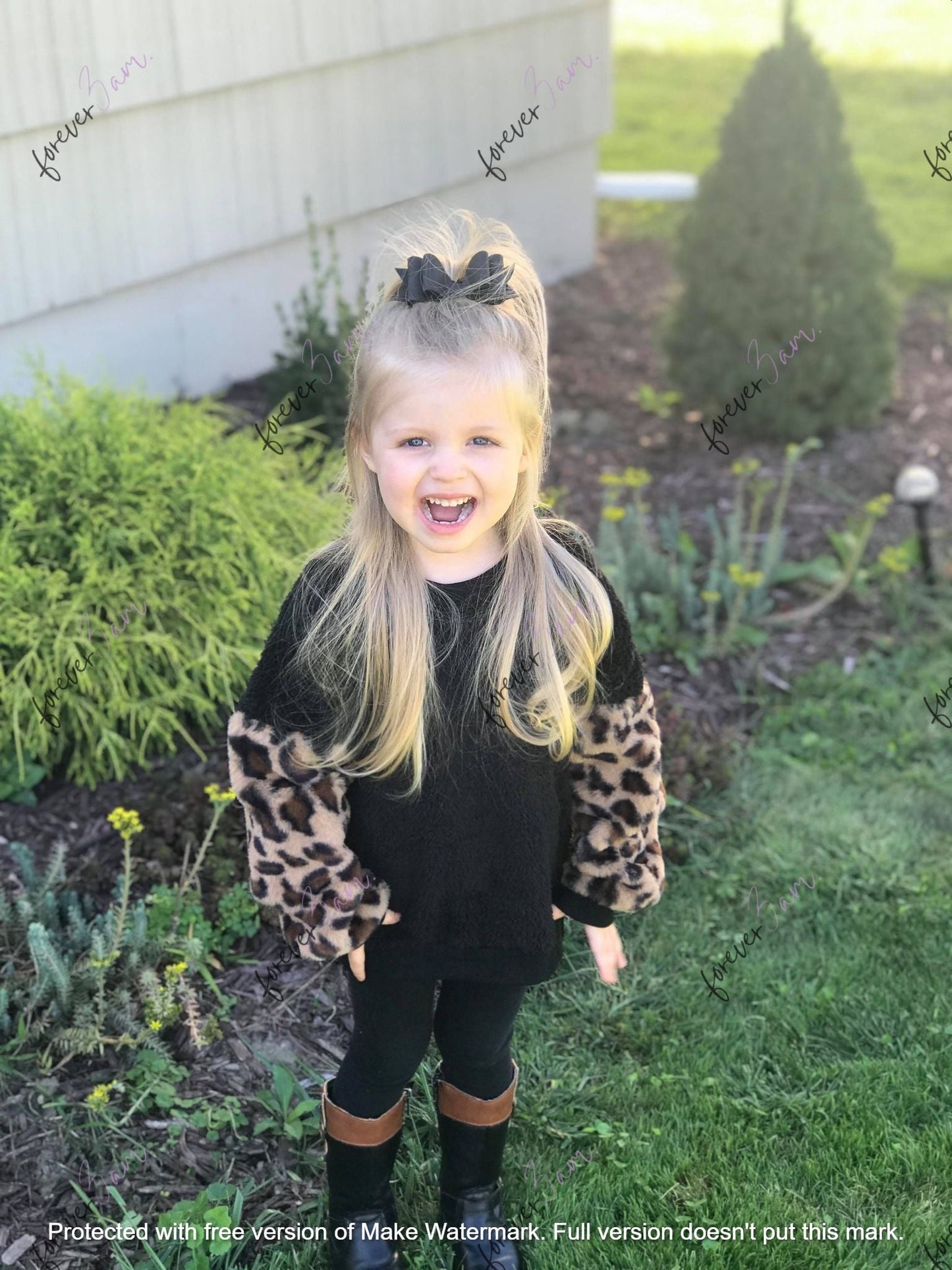 RTS: FUZZY LEOPARD SLEEVE MAMA AND ME SWEATER