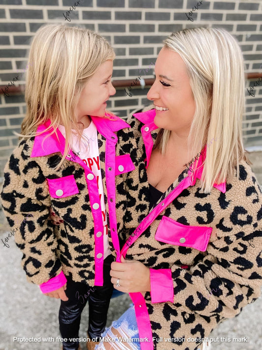 RTS: Leopard MOMMY AND ME Sherpa shacket