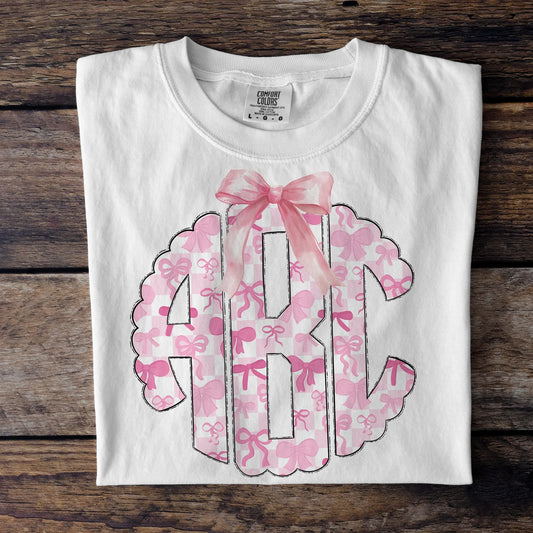 Pink Bows Doodle Monogram